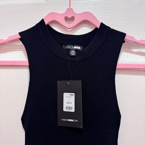 NWT Fashion Nova Black Cutout Side Tank Knit Maxi Dress - Women XS - Picture 5 of 6